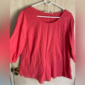 Soft Surroundings Double Gauze Coral blouse Too Sz Large